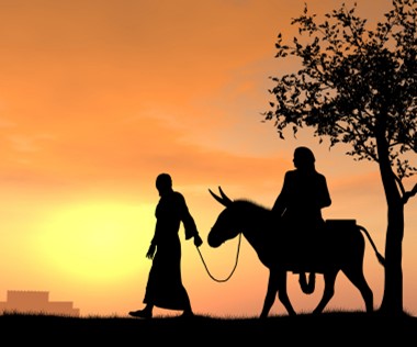 holy family on donkey