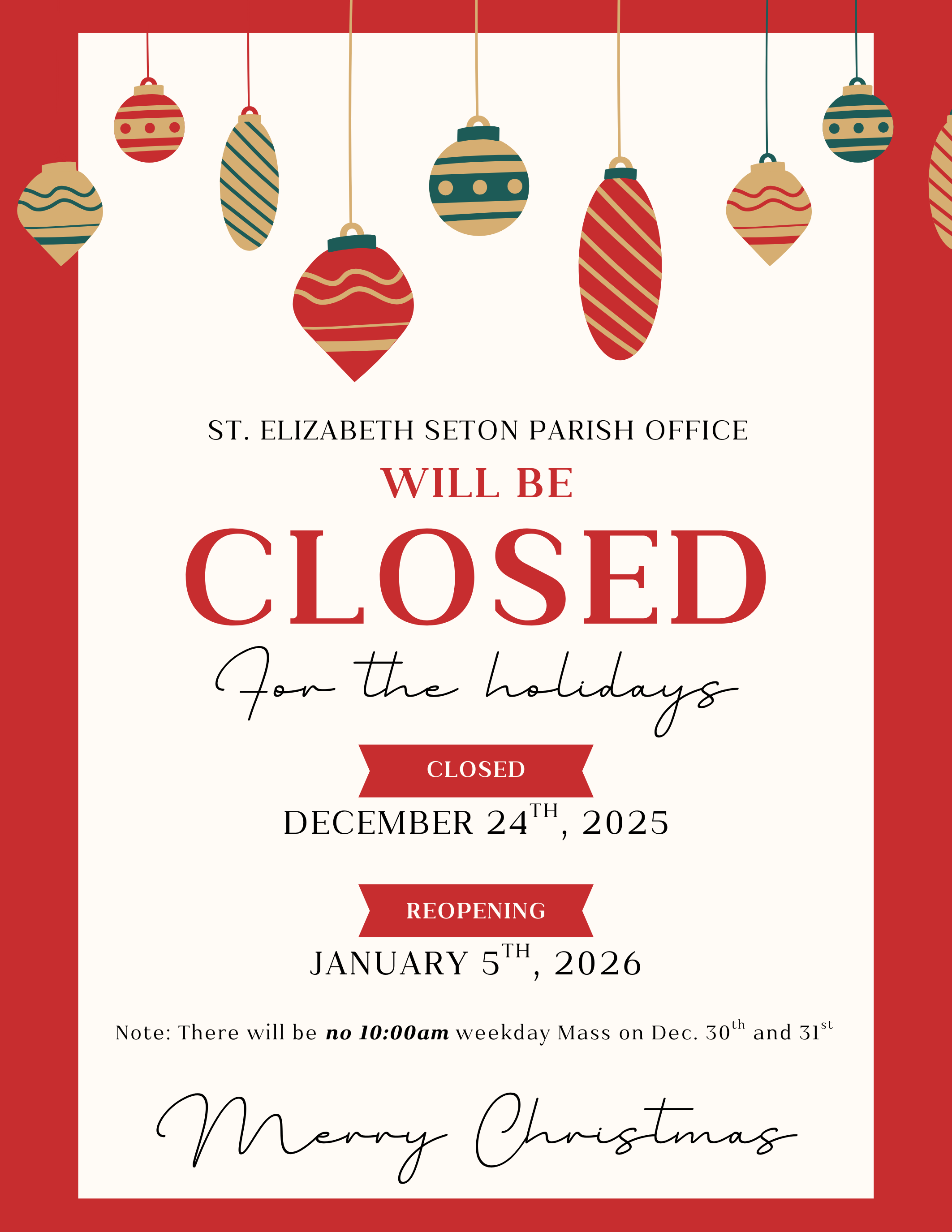 Parish Office Closure