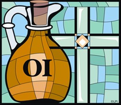 cruet of olive oil for the anointing of the sick